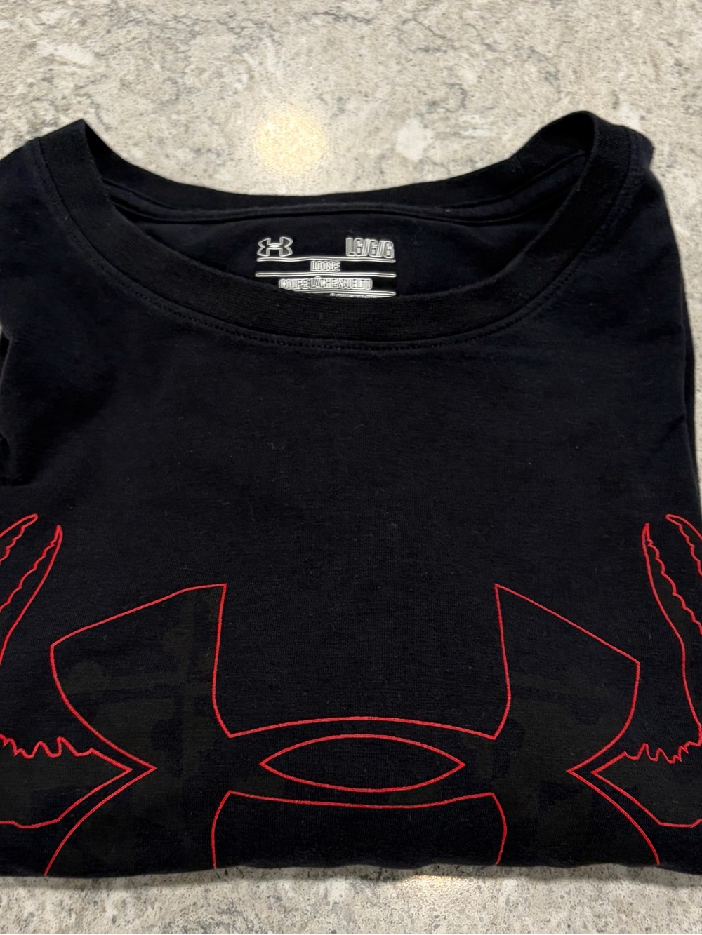 Under Armour Heat Gear Maryland Flag Crab Logo Black LS T-Shirt-Large